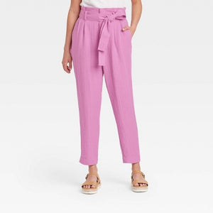 Women's High Rise Relaxed Fit Ankle Pants