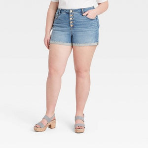 Women's Plus Size Midi Jean Shorts