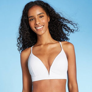 Women's Lightly Lined V-Wire Ribbed Bikini Top