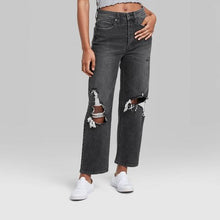 Load image into Gallery viewer, Women&#39;s Super-High Rise Distressed Straight Jeans
