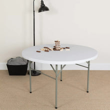 Load image into Gallery viewer, Flash Furniture 4-Foot Round Bi-Fold Granite White Plastic Banquet and Event Folding Table with Carrying Handle 635AH
