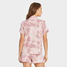 Load image into Gallery viewer, Women's Tie-Dye Beautifully Soft Short Sleeve Notch Collar Top and Shorts Pajama Set
