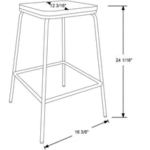 Load image into Gallery viewer, Set of 2 Rhodes Metal &amp; Wood Seat Square Counter Stool  #6301
