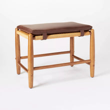 Load image into Gallery viewer, Layton Faux Leather Ottoman with Wood Frame Brown - Threshold™ designed with Studio McGee MRM1058

