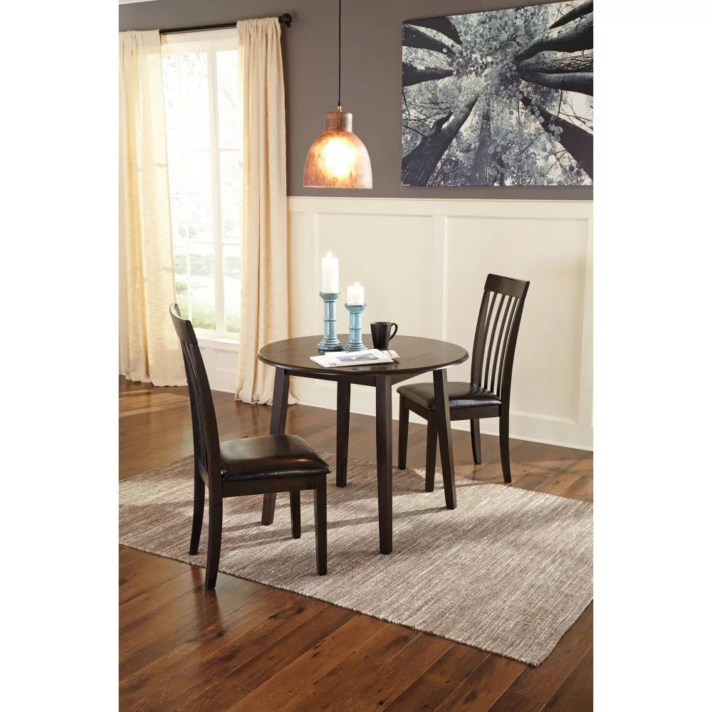 Hammis Round Drop Leaf Dining Table Wood/Dark Brown