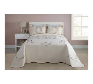 Modern Heirloom Angela Bedspread QUEEN Ivory/Pink 2923AH