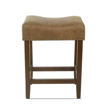 Load image into Gallery viewer, 24&quot; Saddle Counter Stool with Wood Legs and Cognac Seat Cushion #9663
