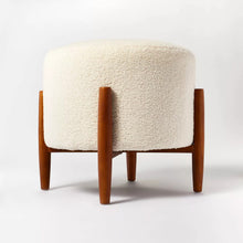 Load image into Gallery viewer, Elroy Sherpa Round Ottoman with Wood Legs Cream - Threshold™ designed with Studio McGee 583AH
