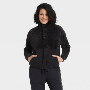 Women's Snap Front Sherpa Pullover Sweatshirt