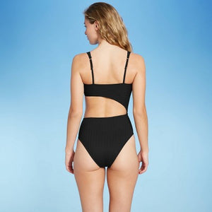 Women's Ribbed Cut Out One Piece Swimsuit