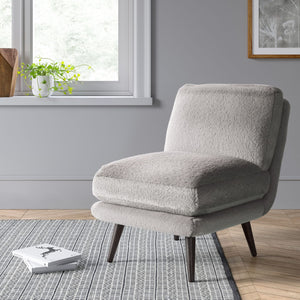 Harper Faux Fur Slipper Chair Gray 7367