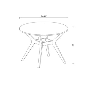 42" Emmond Mid-Century Modern Round Dining Table 630AH