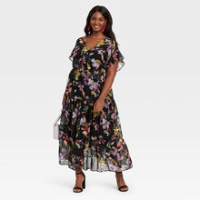 Load image into Gallery viewer, Women&#39;s Plus Size Flutter Short Sleeve Chiffon Dress
