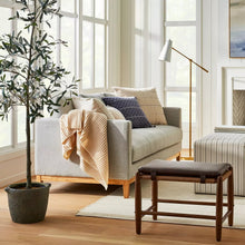 Load image into Gallery viewer, Layton Faux Leather Ottoman with Wood Frame Brown - Threshold™ designed with Studio McGee MRM1058
