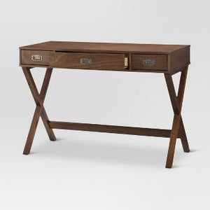 Campaign Wood Writing Desk with Drawers