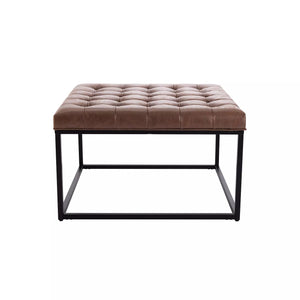 28" Square Button Tufted Metal Ottoman - WOVENBYRD 1774AH