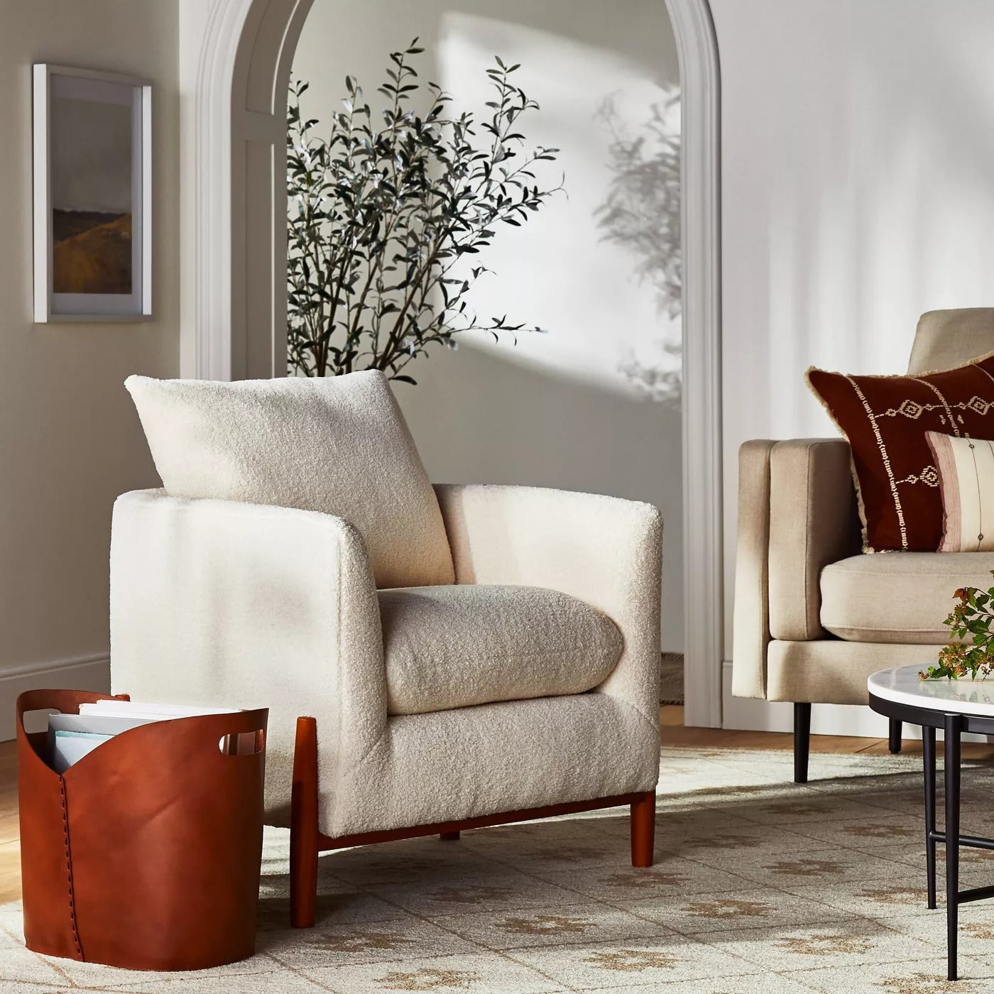 Elroy Sherpa Accent Chair with Wood Legs Cream - Threshold™ designed with Studio McGee 1536CDR