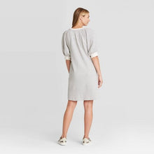 Load image into Gallery viewer, Women&#39;s Striped Puff Short Sleeve Tshirt Dress
