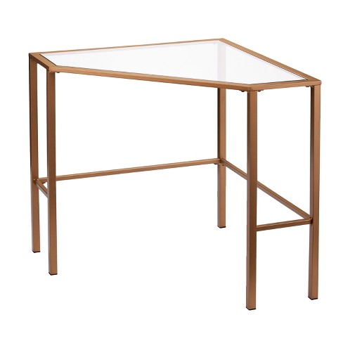 Metal/Glass Corner Desk in Gold #9493