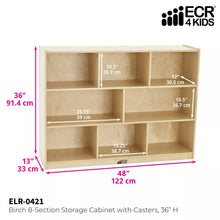 Load image into Gallery viewer, ECR4Kids Birch 5-Section Classroom Storage Cabinet with Casters, Organizer Shelf, Natural 3992RR
