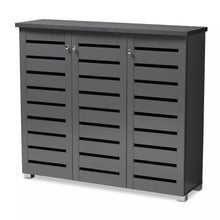 Load image into Gallery viewer, 3 Door Adalwin Wooden Entryway Shoe Storage Cabinet Gray - Baxton Studio MRM811
