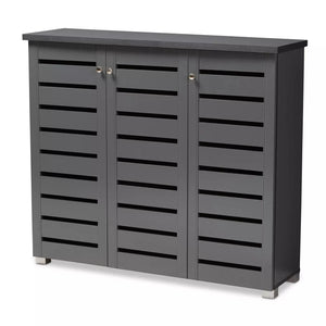 3 Door Adalwin Wooden Entryway Shoe Storage Cabinet Gray - Baxton Studio MRM811