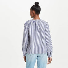 Load image into Gallery viewer, Women's Striped Long Sleeve Half Placket Blouse
