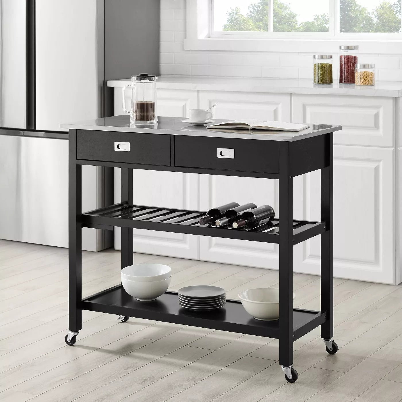 Chloe Stainless Steel Top Kitchen Island Cart - Crosley 2420CDR