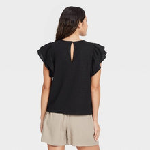 Load image into Gallery viewer, Women&#39;s Ruffle Short Sleeve Linen Top
