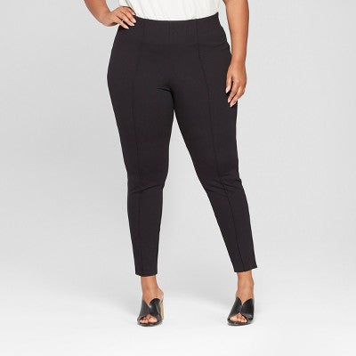Women's Plus Size Mid-Rise Pull-On Ponte Pants with Comfort Waistband