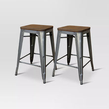 Load image into Gallery viewer, 24&quot; Hampden Industrial Wood Top Counter Height Barstool - Threshold™ MRM1859
