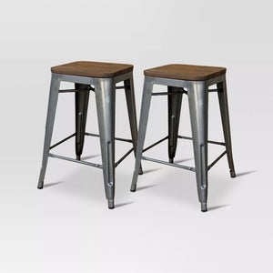 24" Hampden Industrial Wood Top Counter Height Barstool - Threshold™ MRM1859