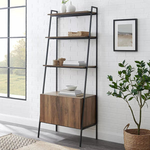 72" Marie Open Shelf and Closed Storage Ladder Bookcase - Saracina Home 506AH