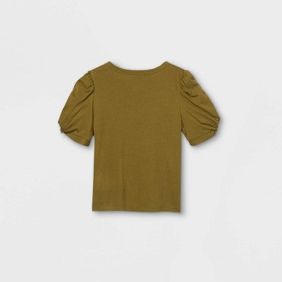 Women's Puff Short Sleeve Round Neck Tshirt