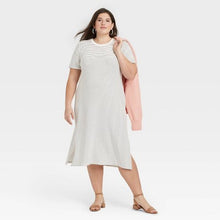 Load image into Gallery viewer, Women's Short Sleeve Rib Knit T-Shirt Dress
