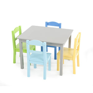 5pc Elements Kids Wood Table and 4 Chairs Set Gray 7503