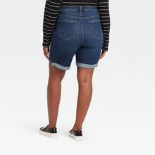 Load image into Gallery viewer, Women&#39;s Plus Size Roll Cuff Destructed Bermuda Jean Shorts
