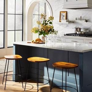 Metal Base Counter Height Stool with Wood Seat Brown - Threshold™ designed with Studio McGee 624AH