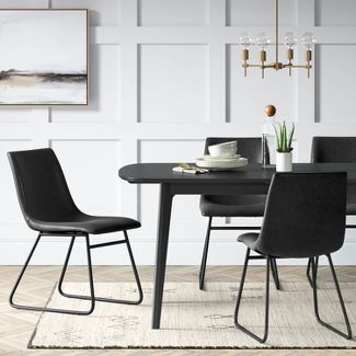Bowden Faux Leather and Metal Dining Chair, Set of 2
