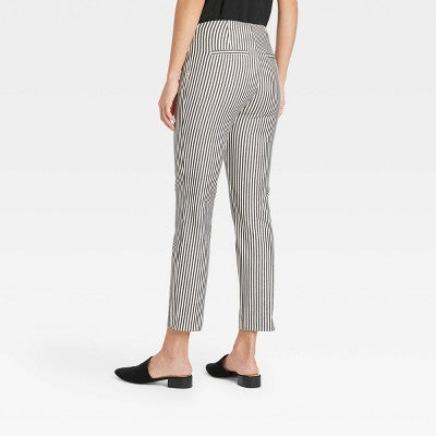 Women's Striped High-Rise Skinny Ankle Pants