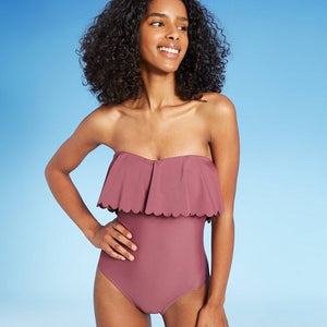 Women's Scalloped Flounce Medium Coverage One Piece Swimsuit
