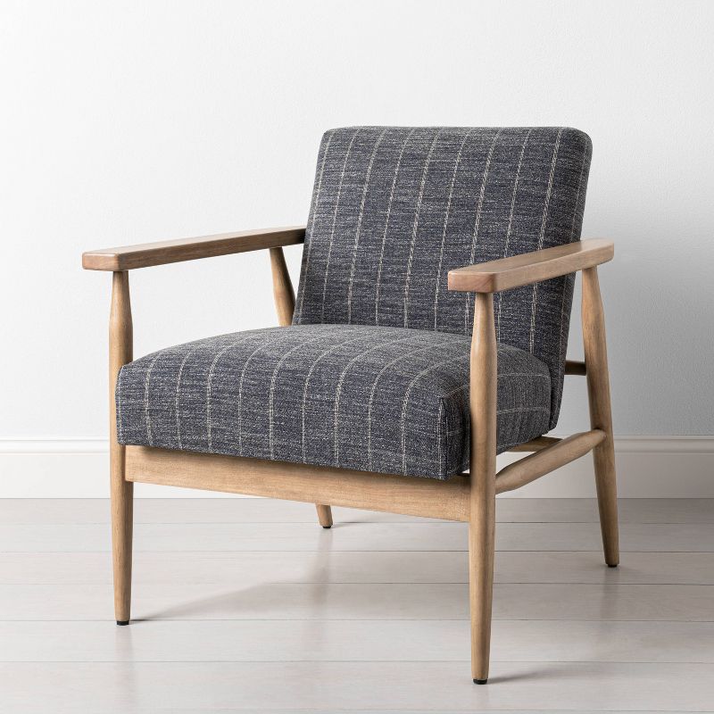31 x 28 x 27 Upholstered Natural Wood Accent Chair
