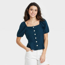 Load image into Gallery viewer, Women's Puff Short Sleeve Peplum Blouse
