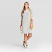 Load image into Gallery viewer, Women&#39;s Striped Puff Short Sleeve Tshirt Dress
