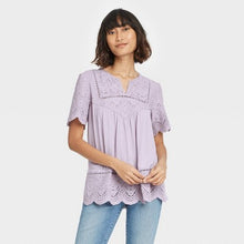 Load image into Gallery viewer, Women's Short Sleeve Eyelet Top
