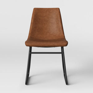 32.7 Inches (H) x 18 Inches (W) x 23.5 Inches (D) Bowden Faux Leather and Metal Dining Chairs (Set of 2)