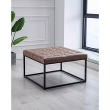 Load image into Gallery viewer, 28&quot; Square Button Tufted Metal Ottoman - WOVENBYRD 1774AH

