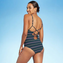 Load image into Gallery viewer, Women&#39;s High Tide Textured Stripe Modern One Piece Swimsuit
