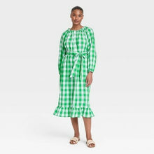 Load image into Gallery viewer, Women's Gingham Balloon Long Sleeve Dress
