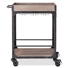 Load image into Gallery viewer, Franklin Bar Cart and Wine Rack Weathered Gray 2044
